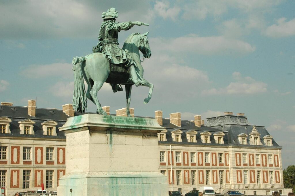 Statue of Louis XIV in a horseback at the Palace of Versailles, France