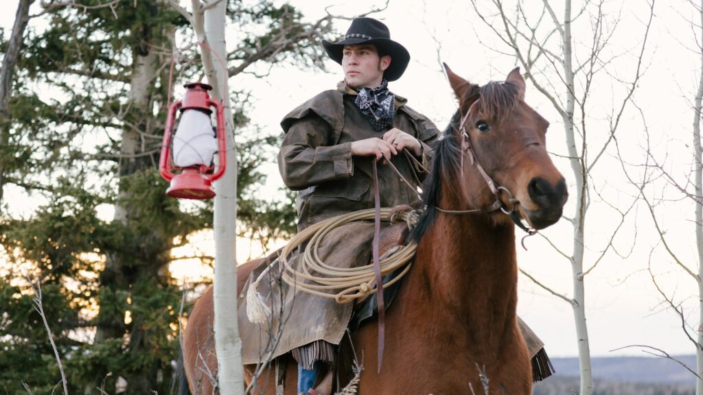 man riding horse