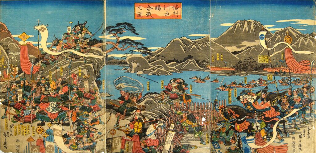 The Battle of Kawanakajima - Takeda Shingen on the left and Uesugi Kenshin on the right