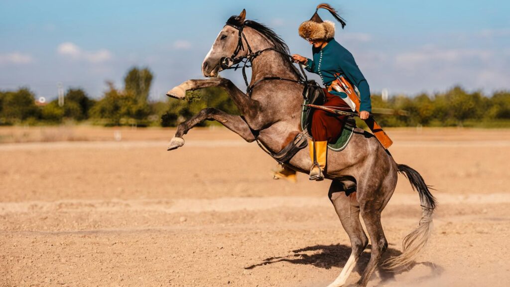 horseback archery on the steppes