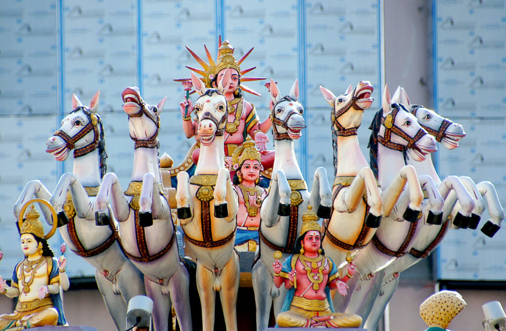 7 horses and the Hindu sun god Surya