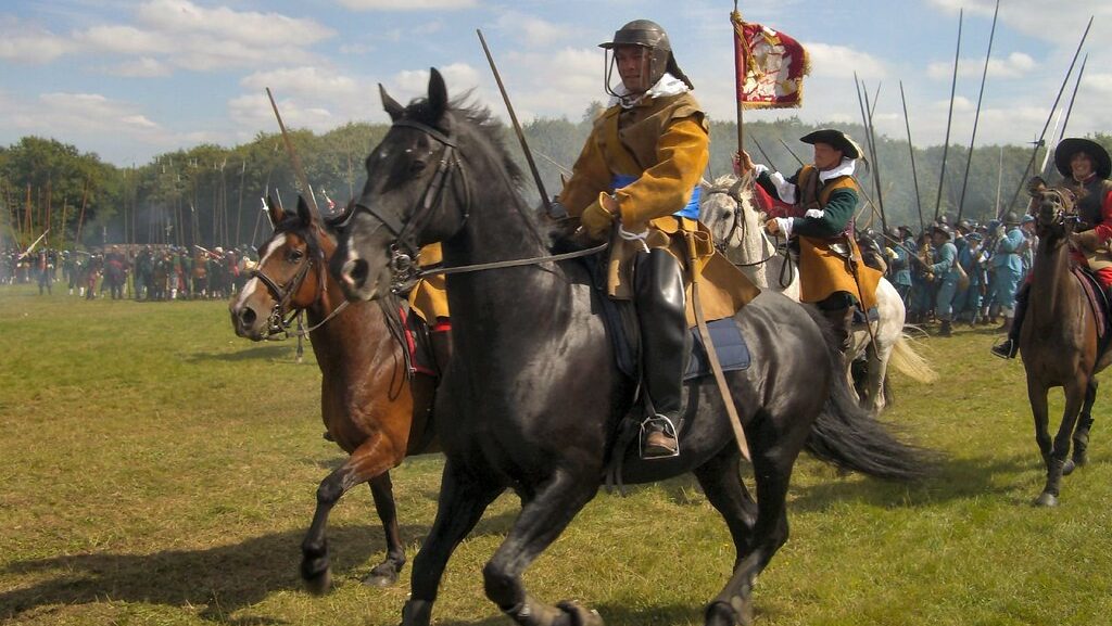 A man going for battle on horse