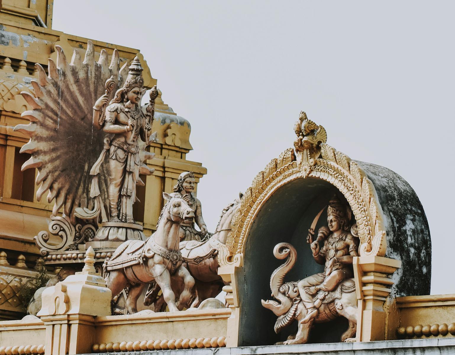 Intricate sculptures depicting Hindu deities