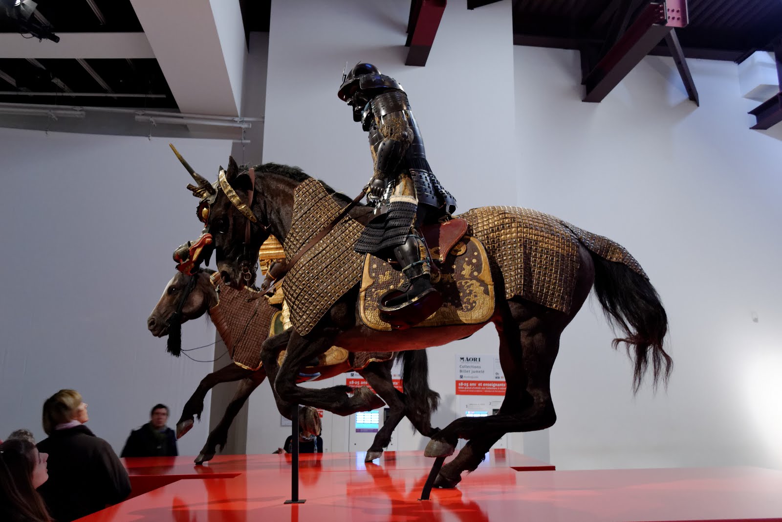 Mounted samurai showing uma yoroi or bagai (horse armor)