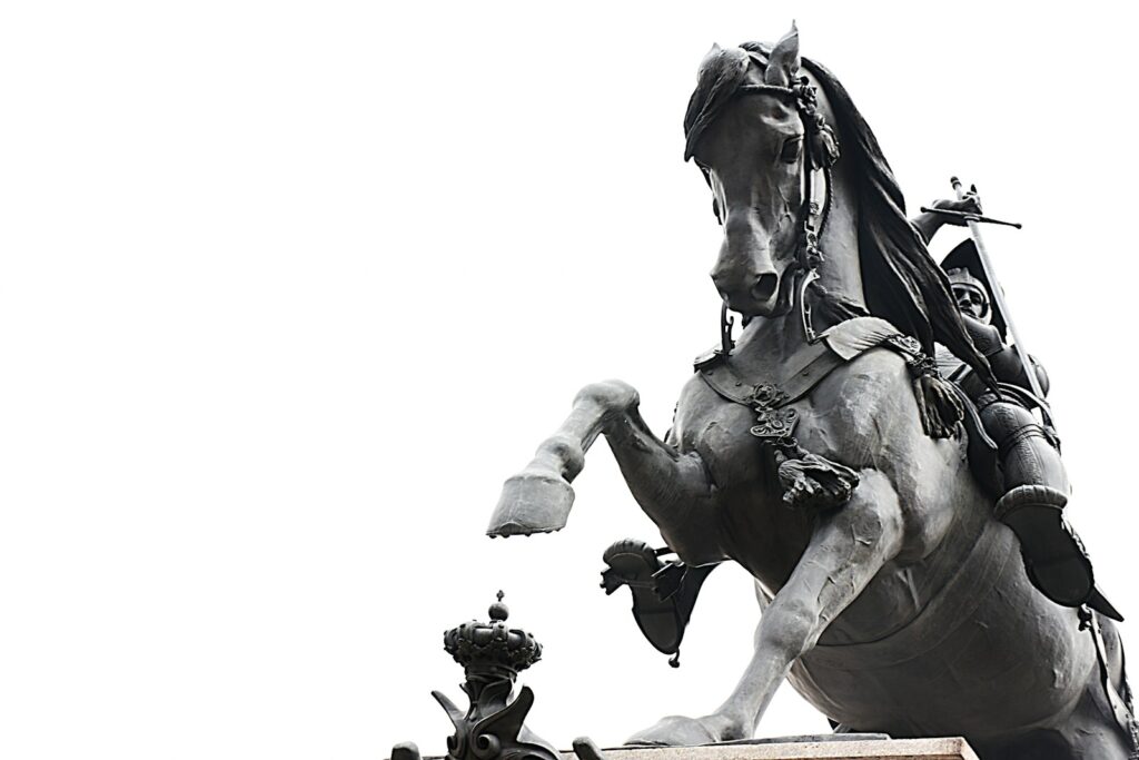 Statue of a man riding a horse