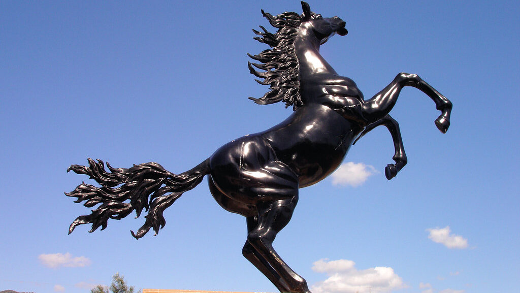 Black Stallion statue horse in museum