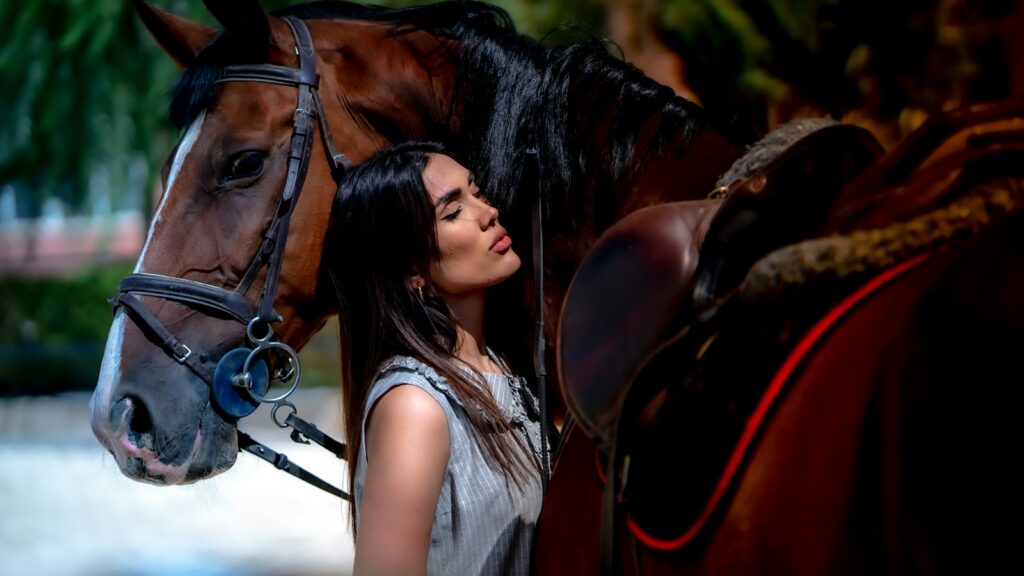 a person kissing a horse