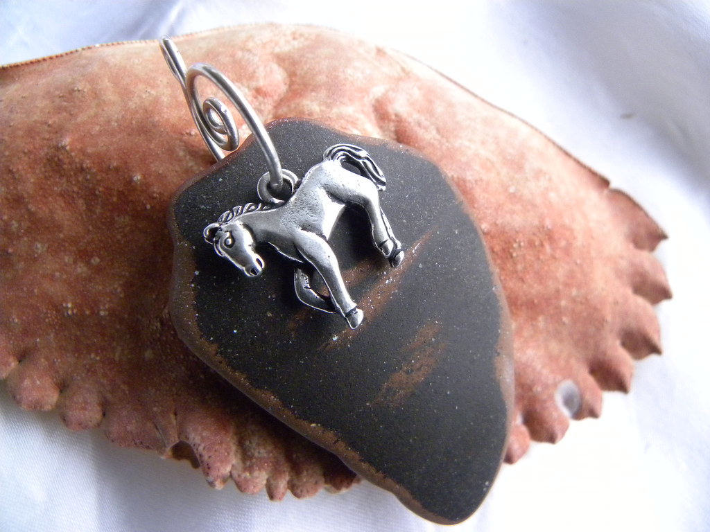 Beach Pottery with Horse Charm