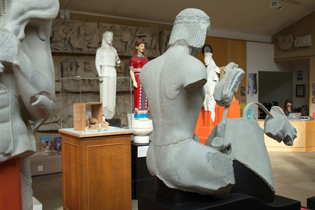 Casts of archaic Greek sculptures, Rampin rider, Cambridge Museum of Classical Archaeology