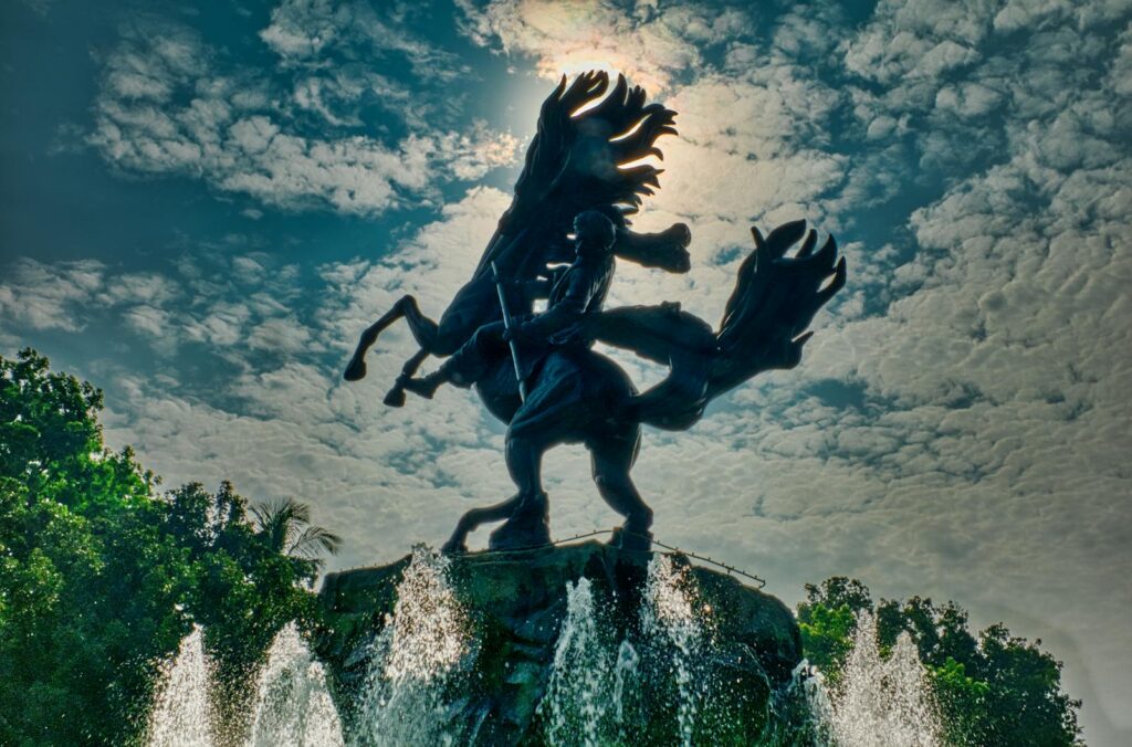 Silhouette of Arjuna Wijaya Statue in Jakarta