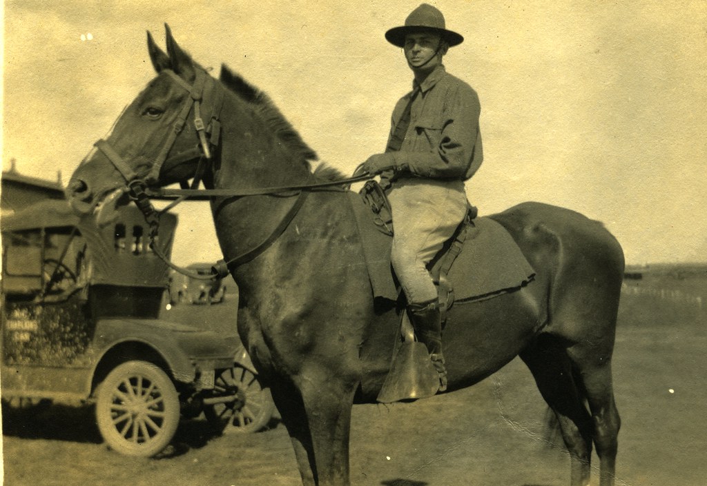Military horse and old car circa WW1