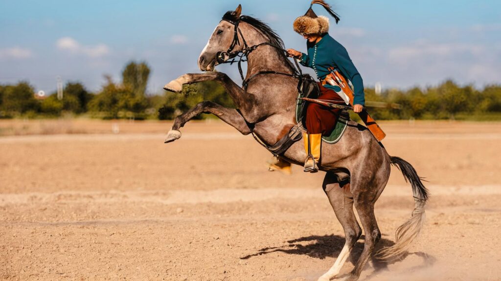 horseback archery on the steppes