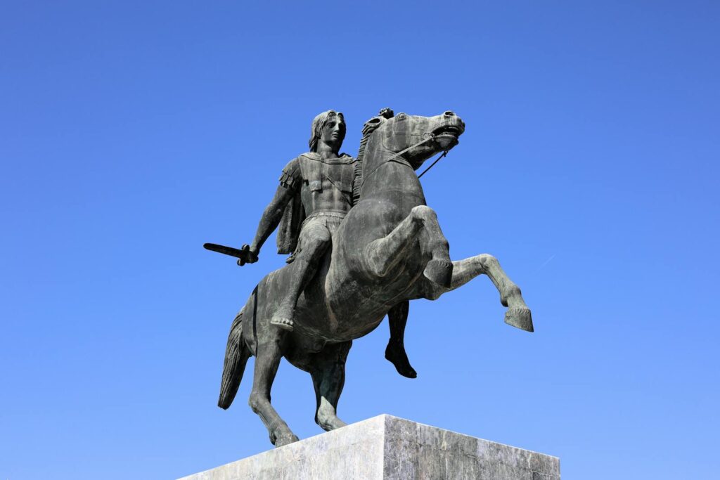 Majestic statue of Alexander the Great on Horseback