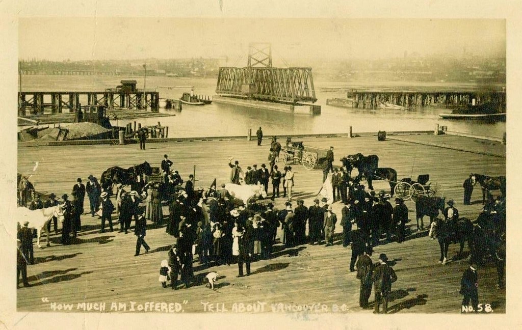 Old postcard of horse trading