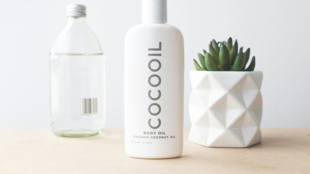 Cocooil baby oil on desk