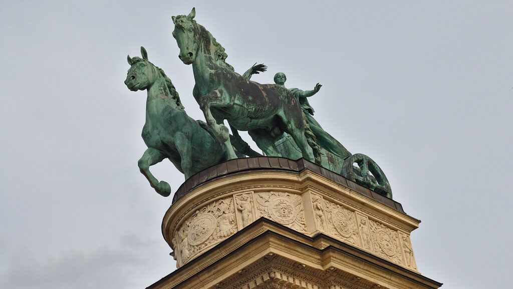 Statue of horses in museum