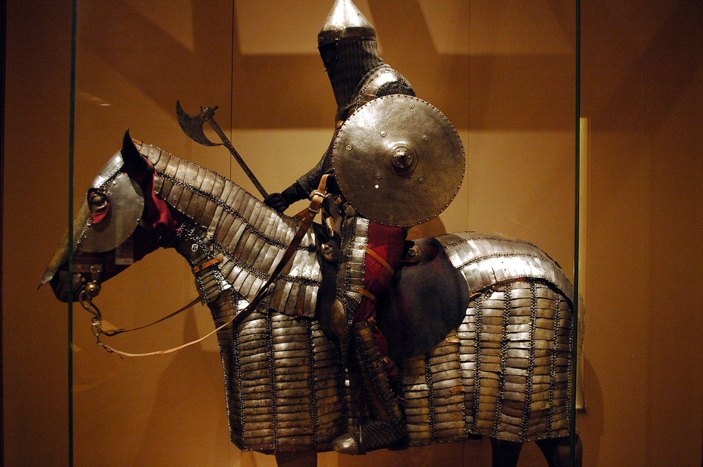 Armors for Man and Horse.
Steel, leather. Syrian, Iranian and Turkish, comprehensively about 1450-1550.
