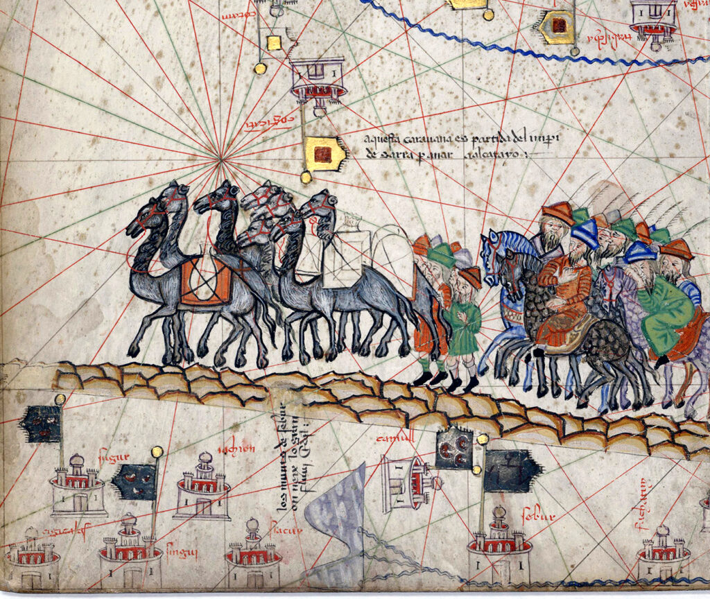 Marco Polo's caravan on the Silk Road, 1380