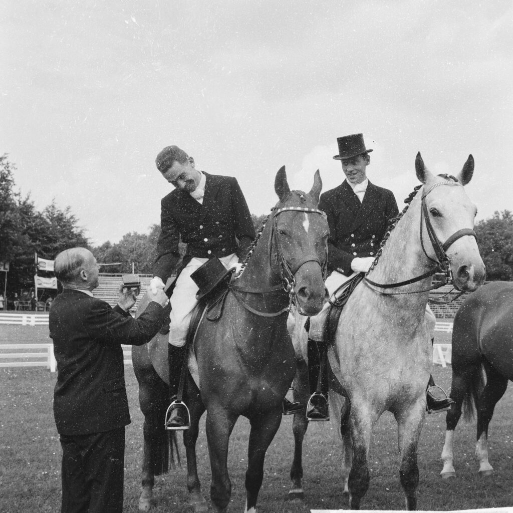 Dressage Competition in Rotterdam, left R Klimke and right H Boldt