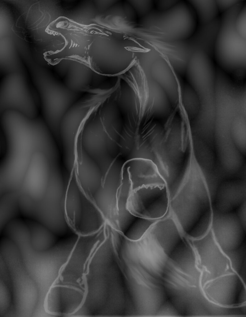 An artistic depiction of a Helhest.