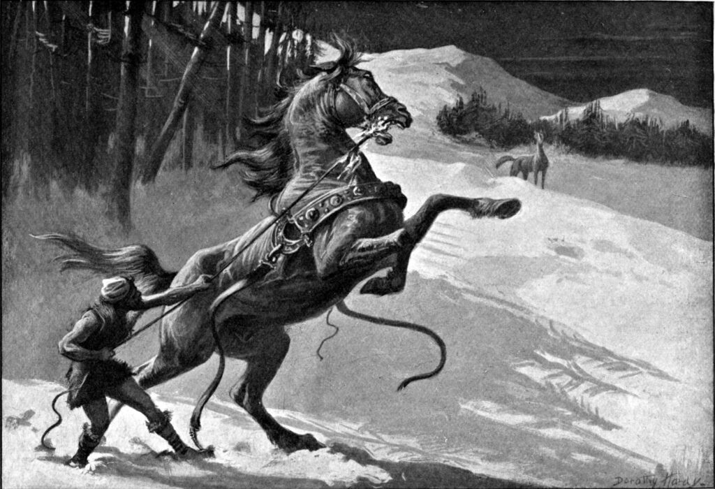 Loki and Svadilfari by Dorothy Hardy