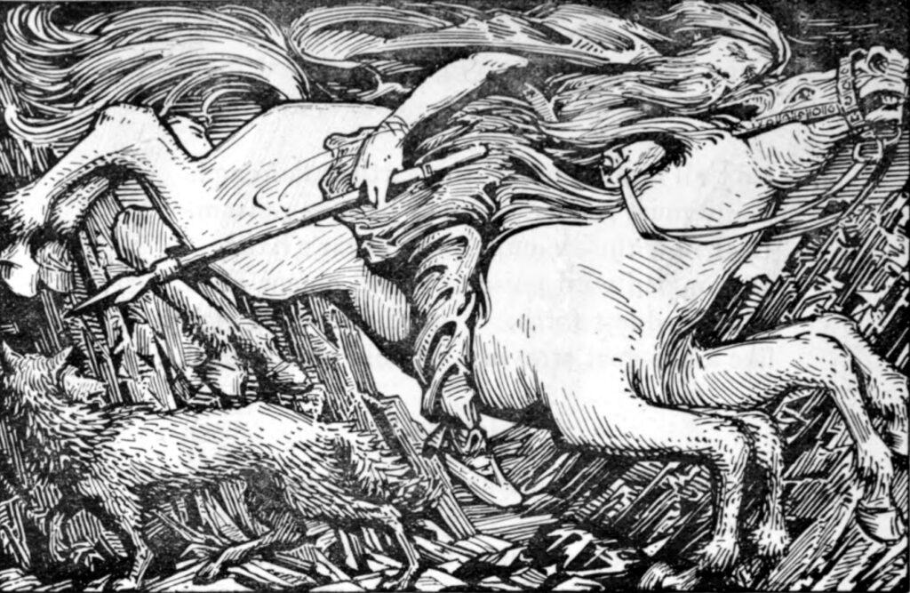 Odin rides Sleipnir