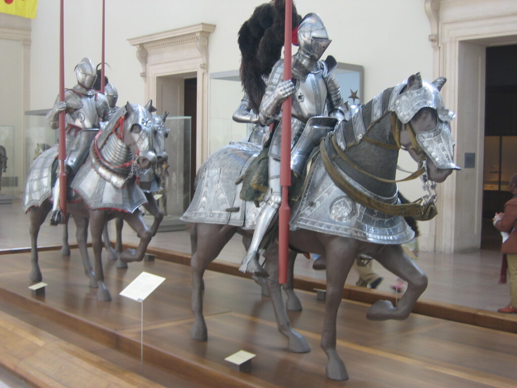Reconstruction of armor for knights and horses, 16th century, in the Metropolitan Museum of Art, New York City.
