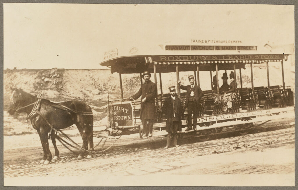 Transportation. Horse-drawn cars.