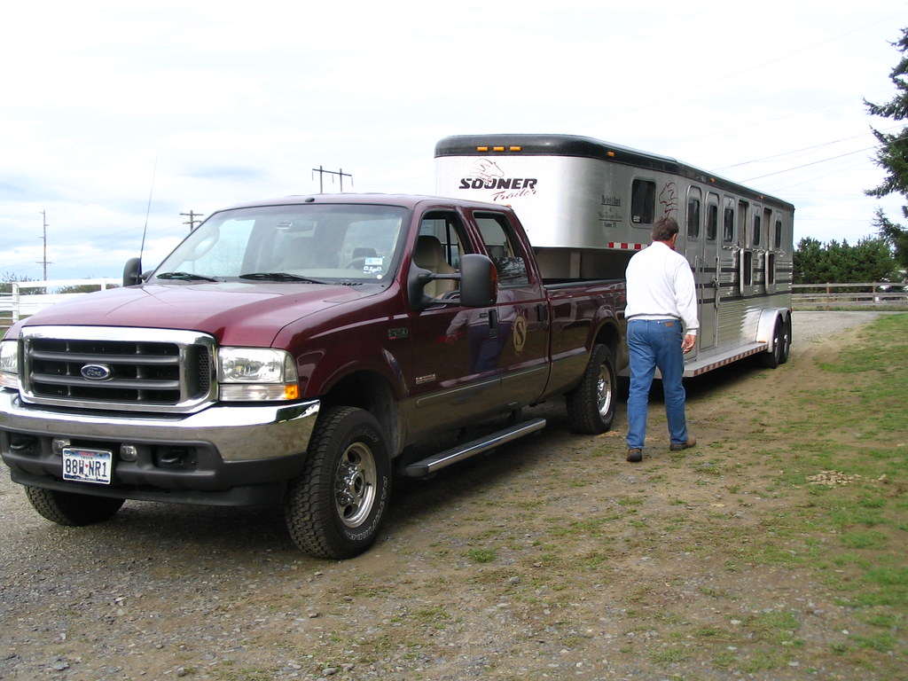 Mara arriving in horse trailer