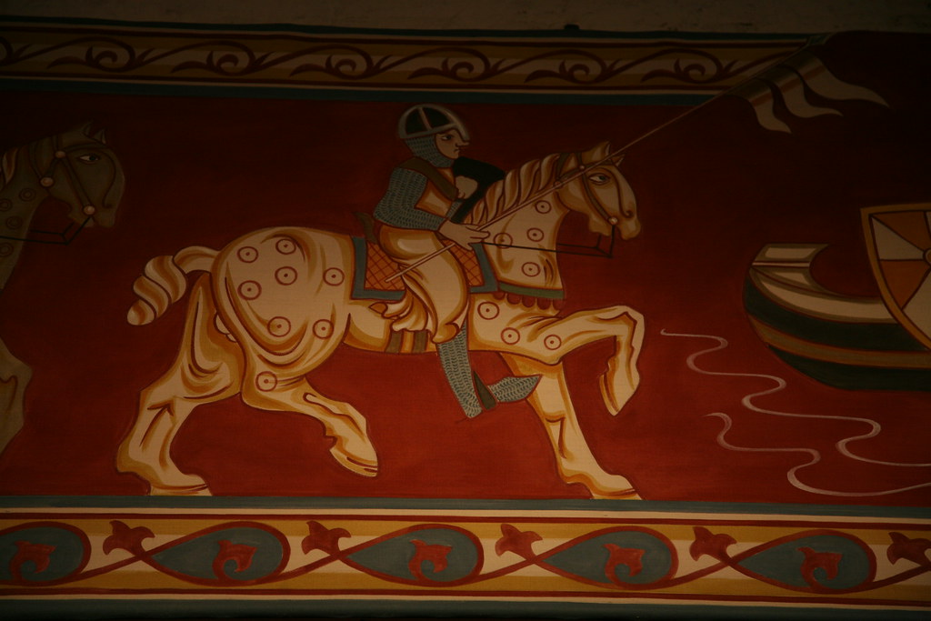 Knight riding destrier illustration