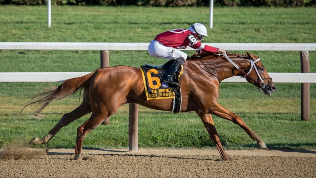 Jockey riding horse