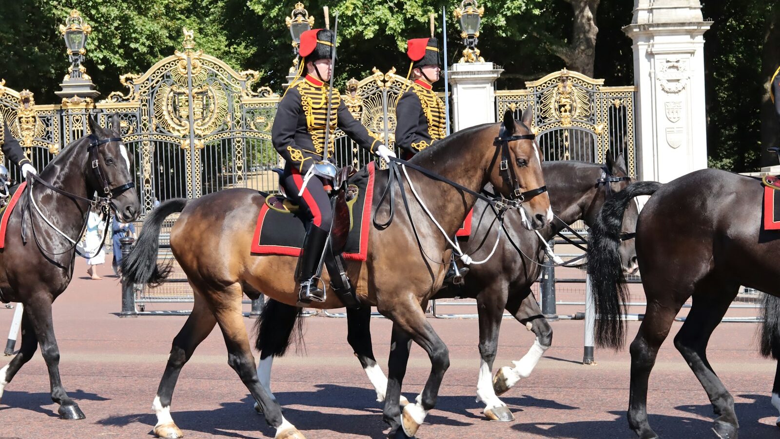 A group of men riding on the backs of horses