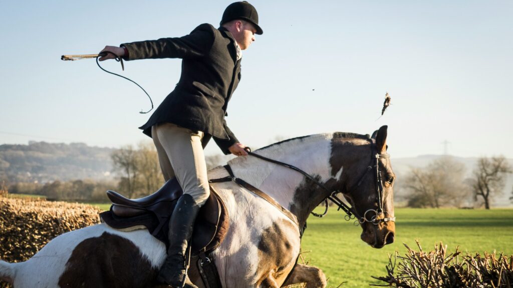 Man riding horse near plant during daytime