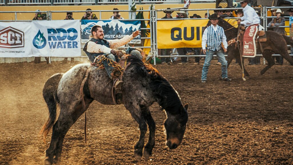 man riding horse