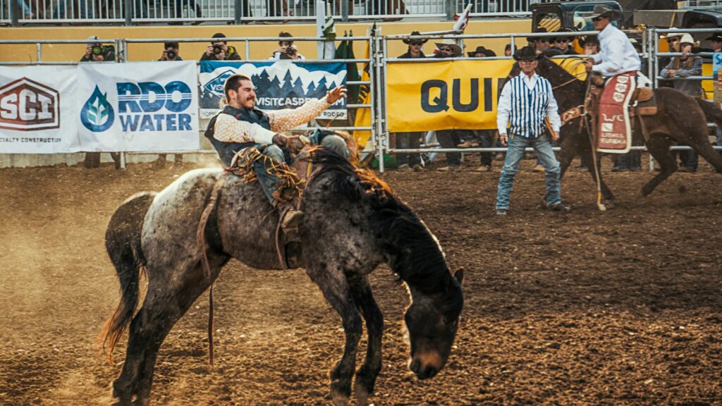 man riding horse