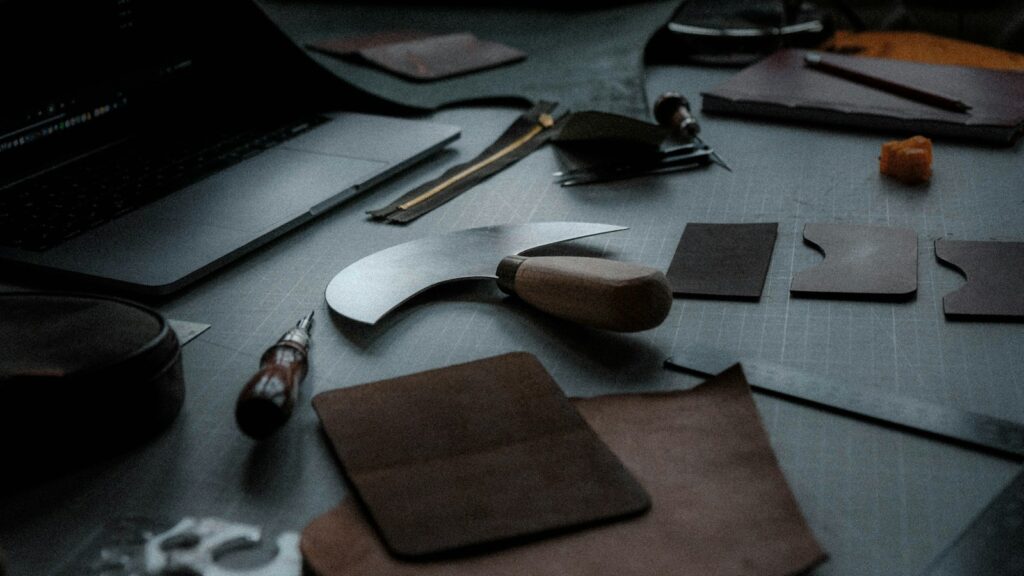 a table topped with lots of different types of tools