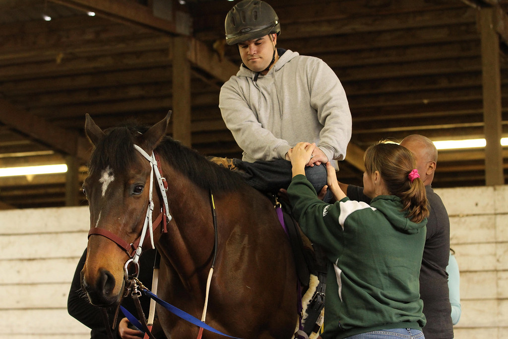 Patient doing hippotherapy