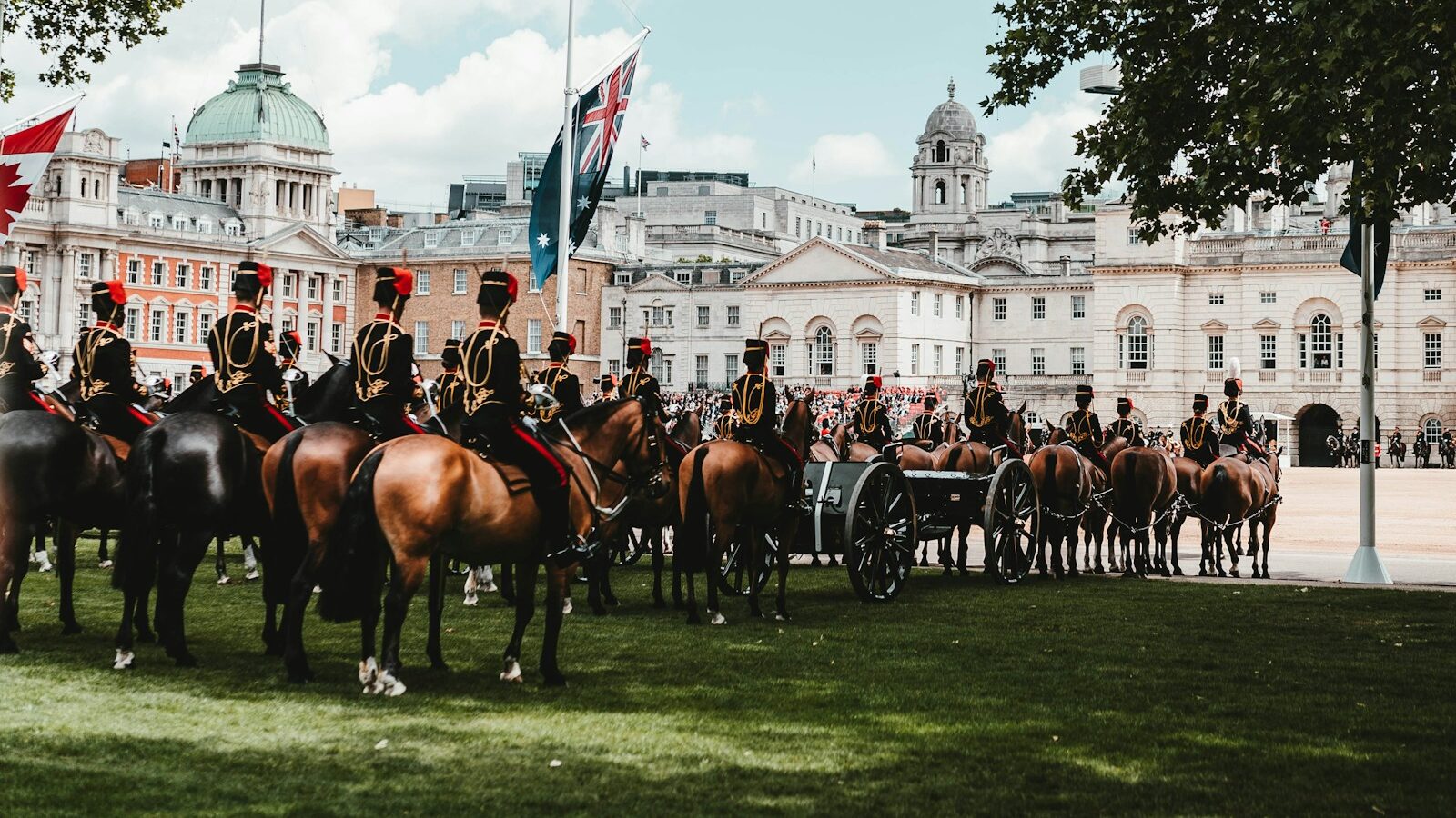 Soldiers on horses in parade