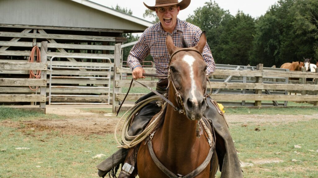 a man riding a horse