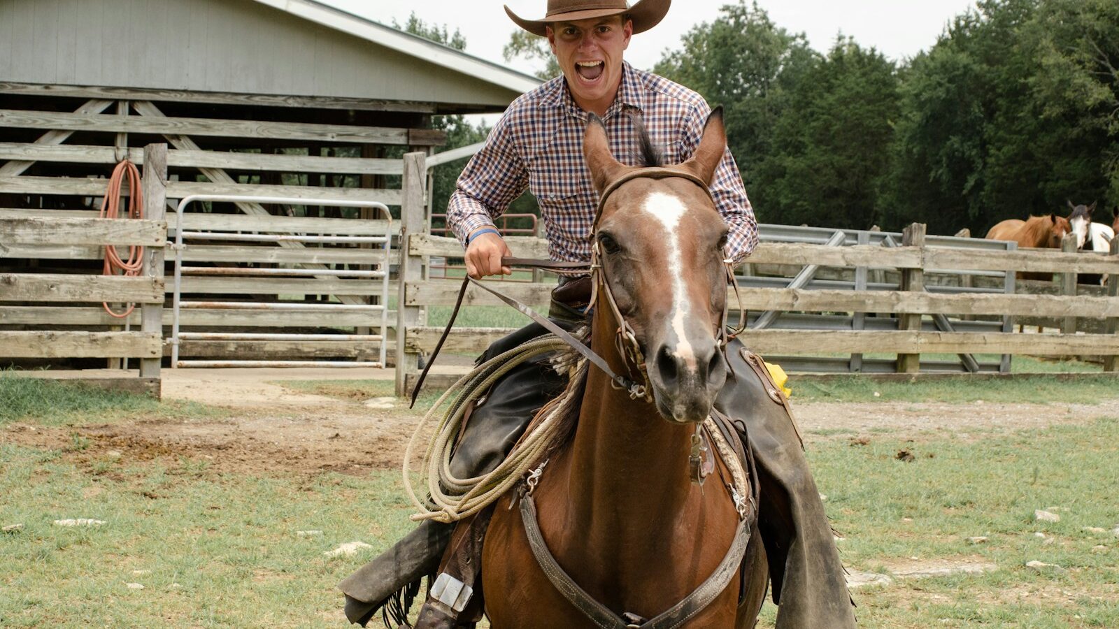a man riding a horse