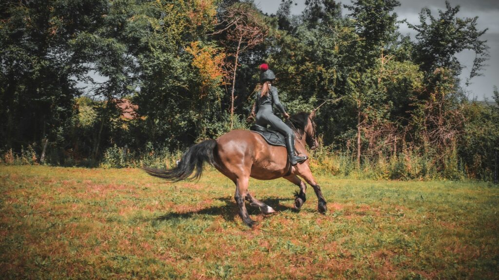 a man riding a horse