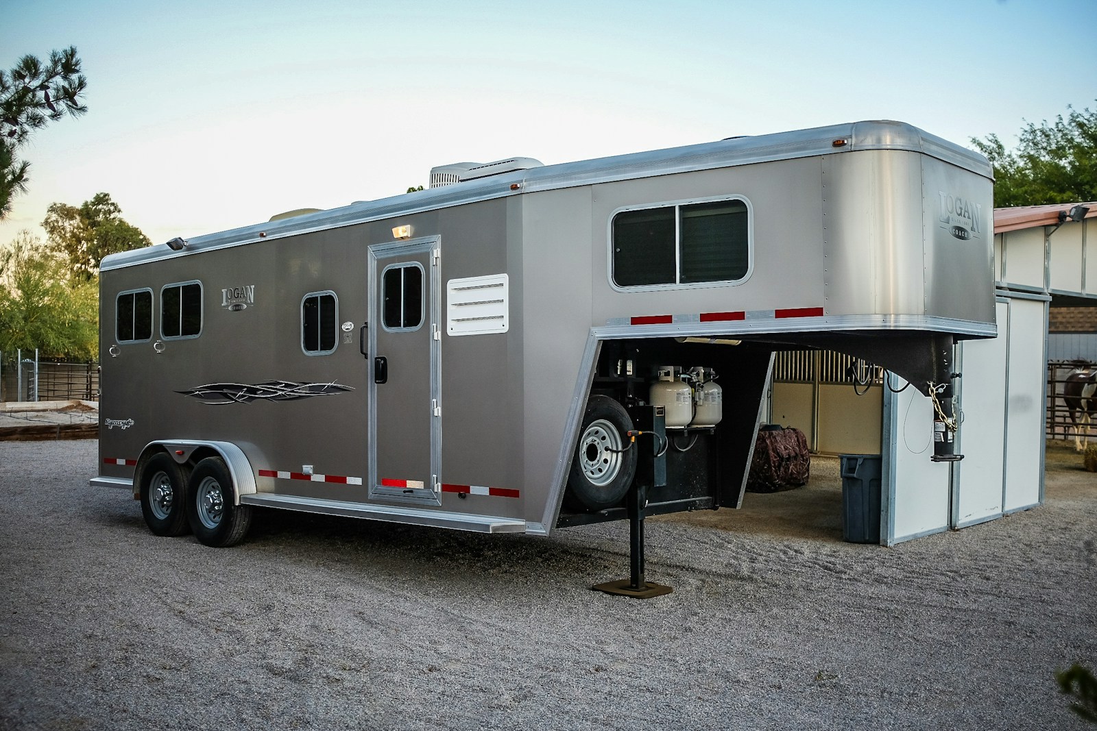 Gray camping trainer park near house