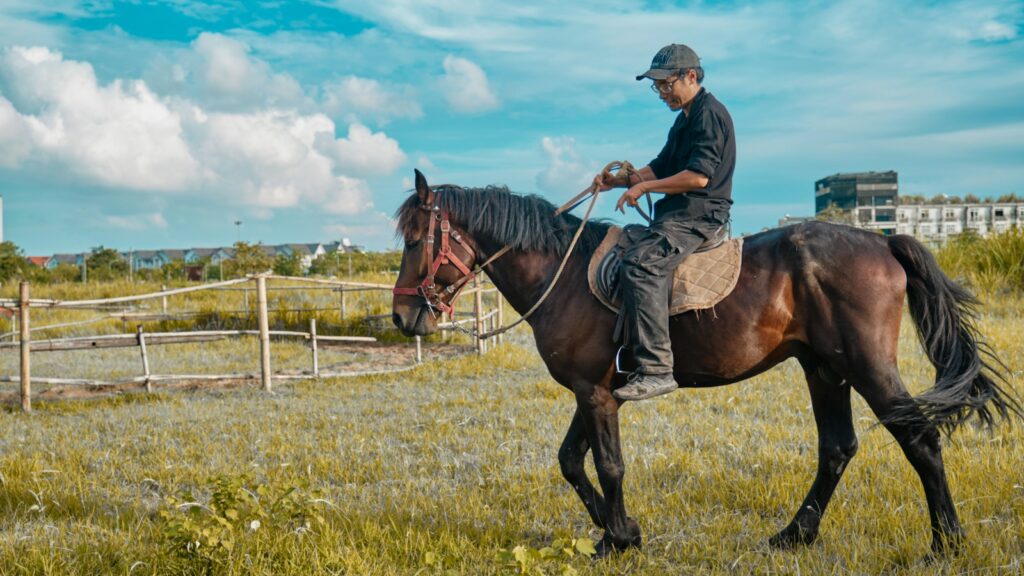 A man riding a horse