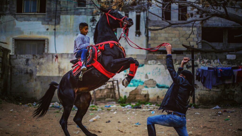 A man on a horse and another man on a horse