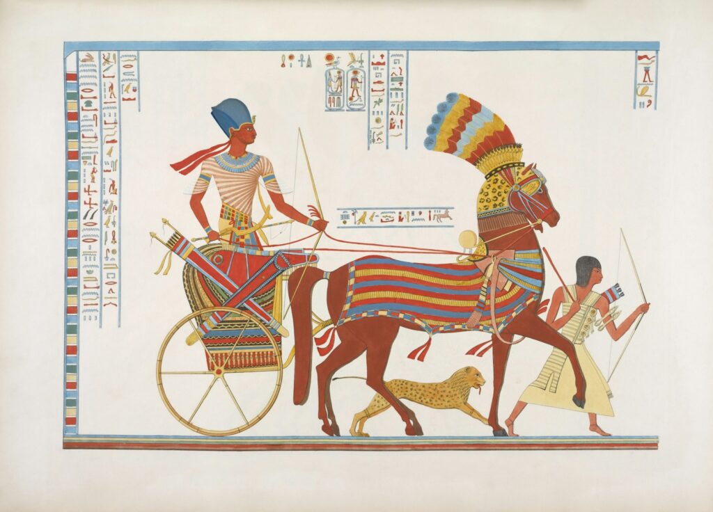 Chariot horse in middle age illustration