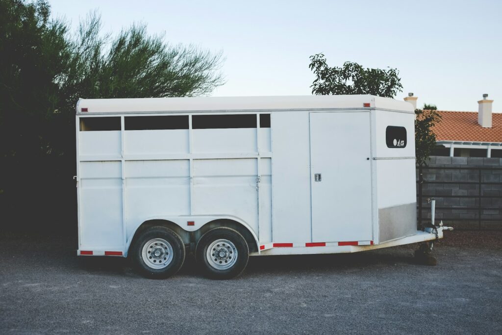 White enclosed vehicle trailer