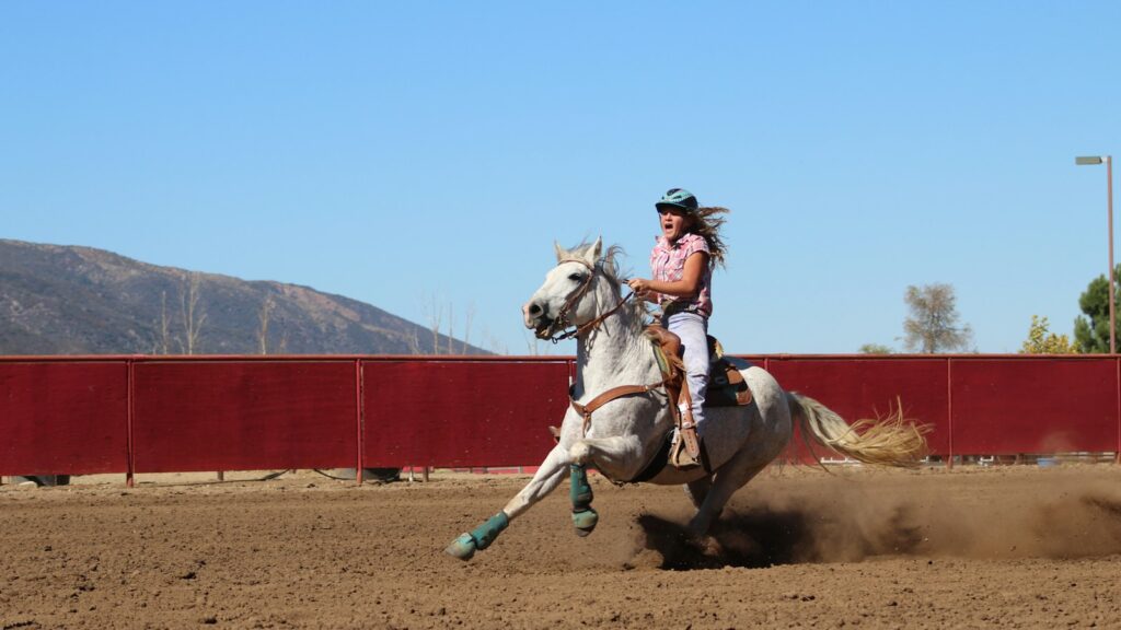 woman riding horse during daytime