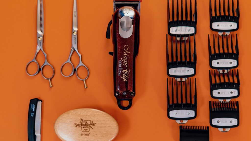 stainless steel scissors and hair comb