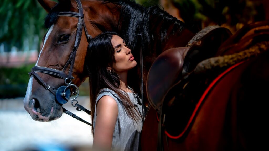 a person kissing a horse