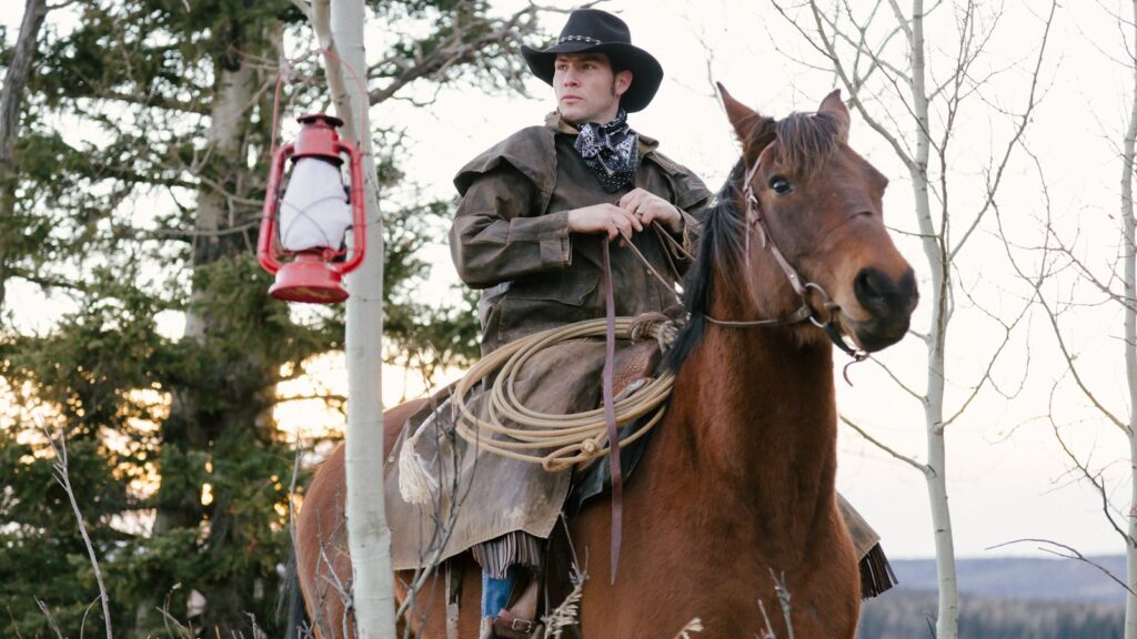 man riding horse
